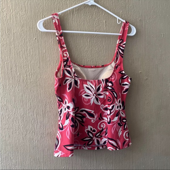 Barefoot Miss of California Tankini Swim Suit Top SZ 12 Red Pink Black - Picture 5 of 10
